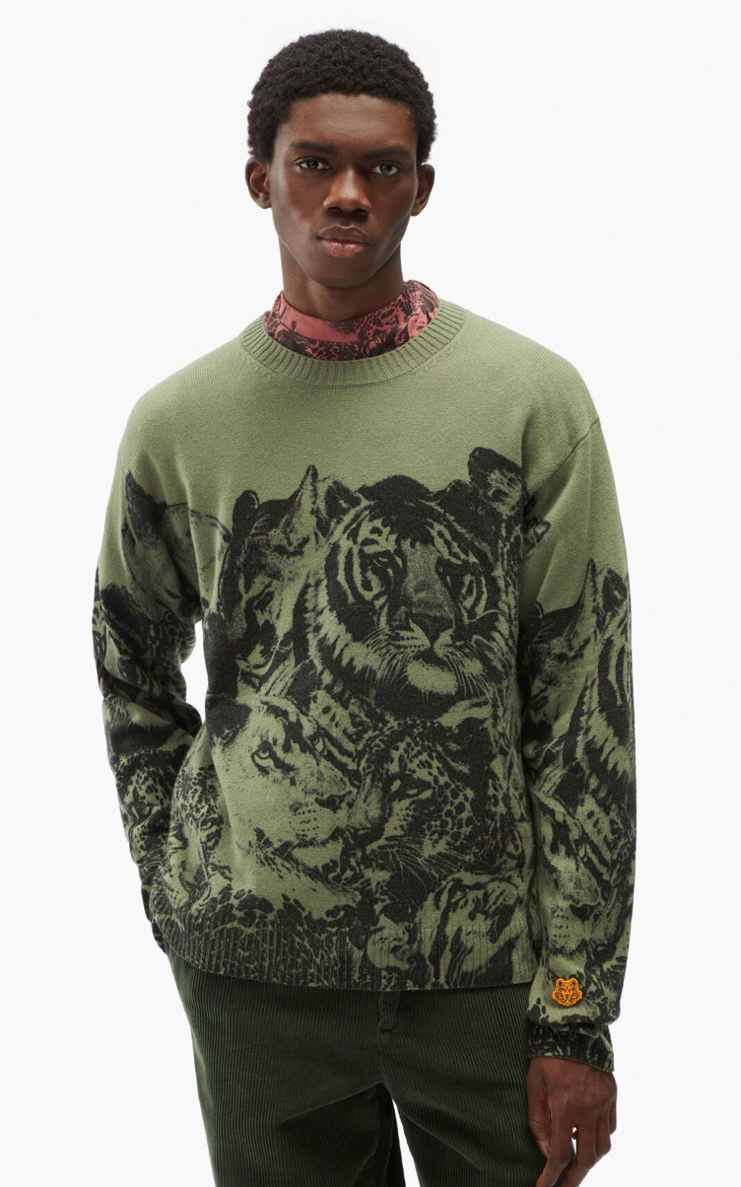 Kenzo Wildtigers loose wool Striktrøje Herre - LyseGrøn DK-785939